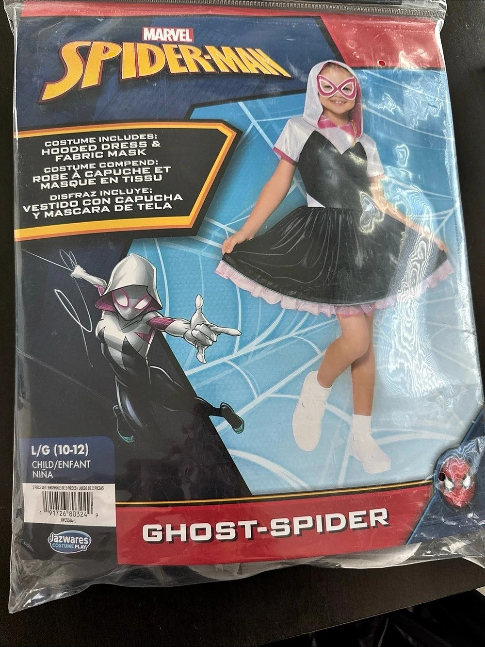 Marvel Ghost-Spider Superhero Costume Size Large 10/12 NWT